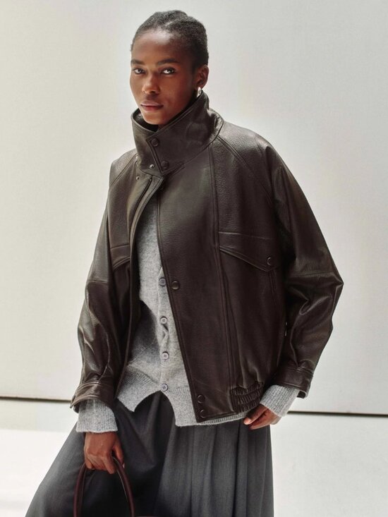 Hemi Blurr Jackets & Blazers - *NEW* Hemi Blurr High-Neck New Zealand Leather Jacket Dark Brown *REAL LEATHER*